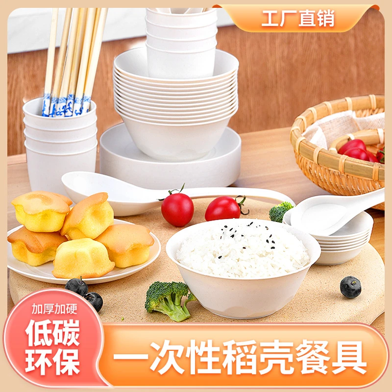 一次性餐具碗筷套装野餐露营加厚四件套家用酒席商用