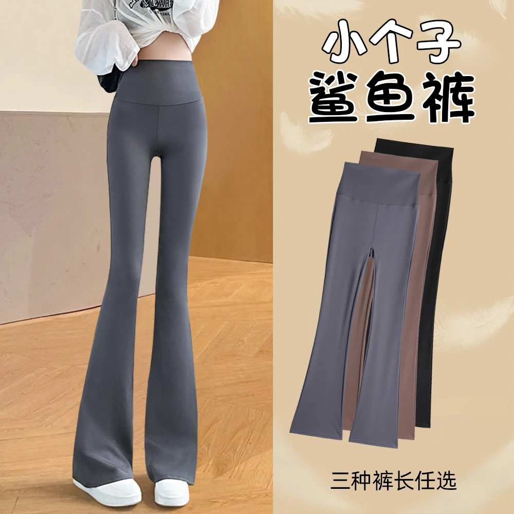 微喇鲨鱼裤女外穿小个子喇叭裤春秋薄款高腰提臀显瘦瑜伽裤微喇裤