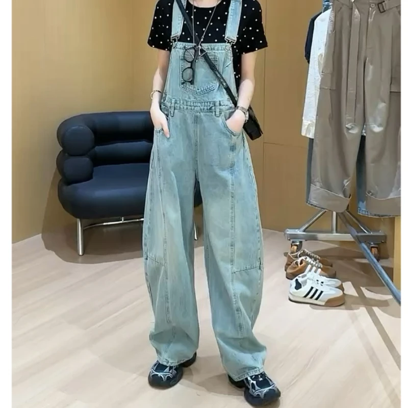 Aimeerosa/艾洛莎复古连体背带裤2025春夏新款女版复古百搭牛仔裤