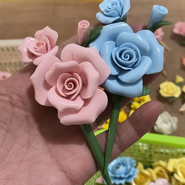 瓷片纯手工陶瓷花摆件2瑕