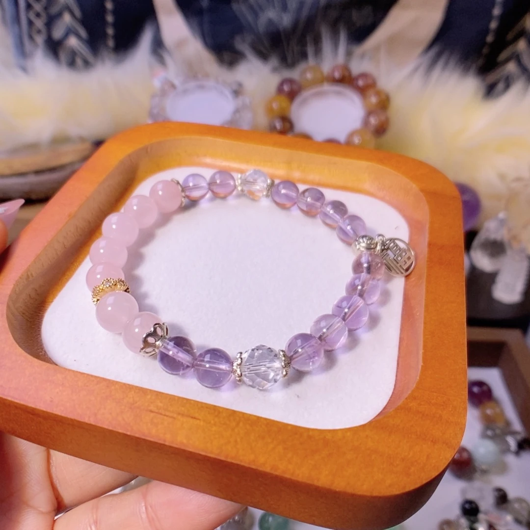 水晶手串合金天然水晶手链