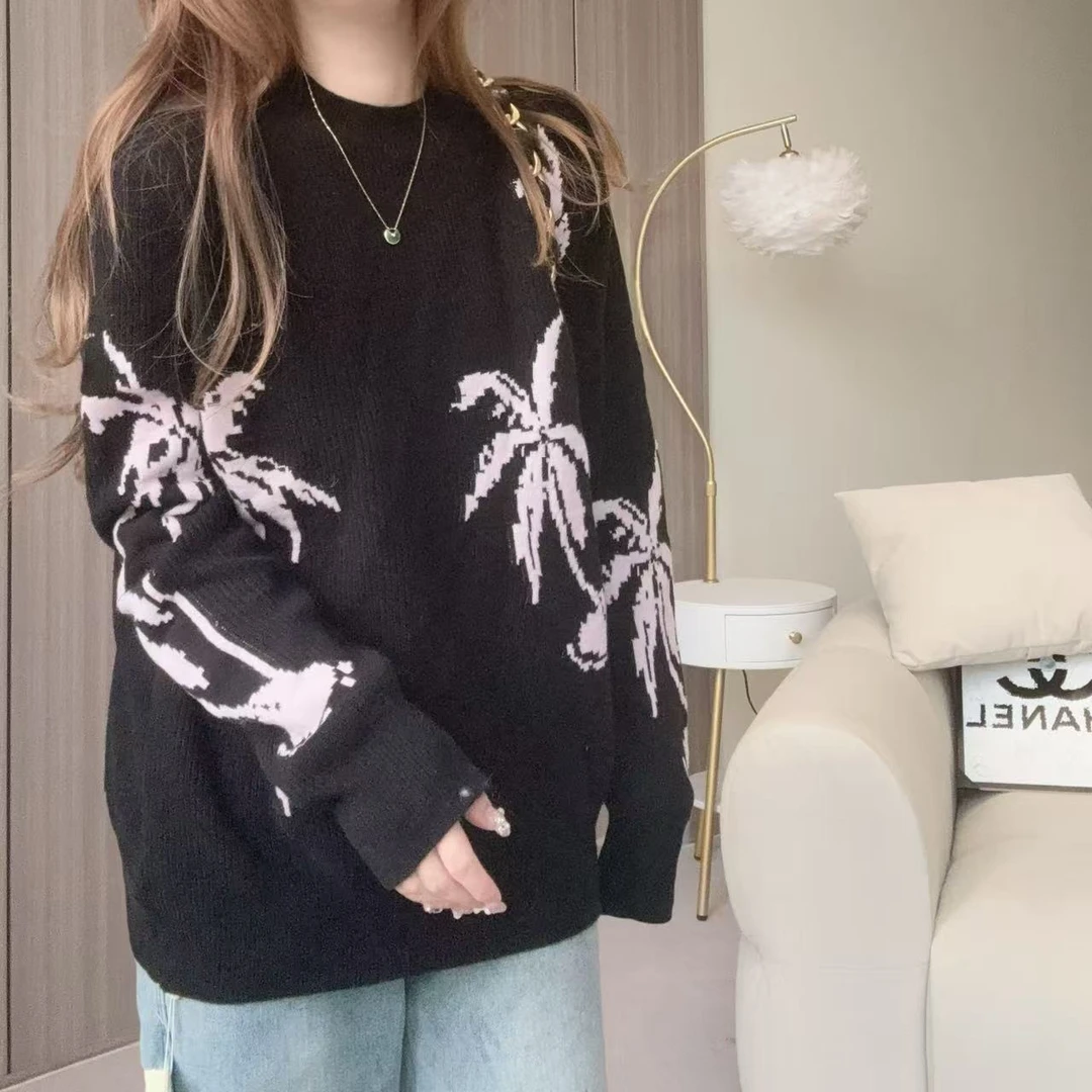 【百分百山羊绒】240921秋冬时尚椰子树提花设计轻奢时尚百搭款