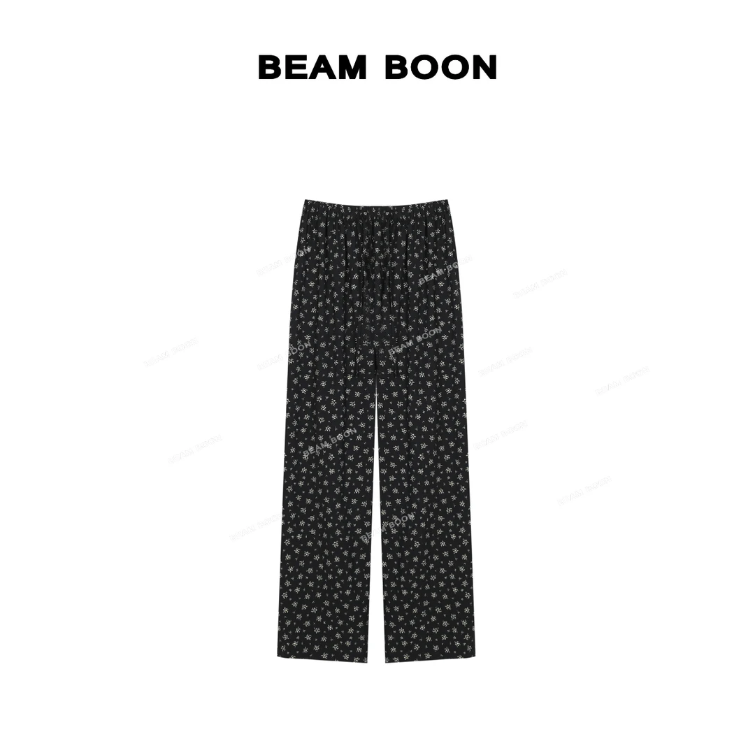Beam Boon【星花裤】韩国进口会呼吸肌理碎花松弛感立裁显瘦直筒裤