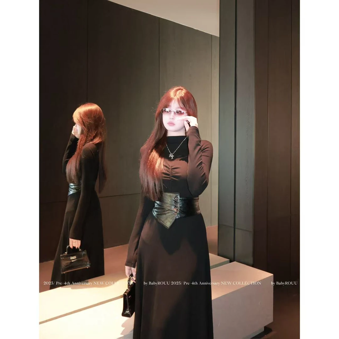 【腰封裙】温与柔黑道千金风气质富家小姐连衣裙