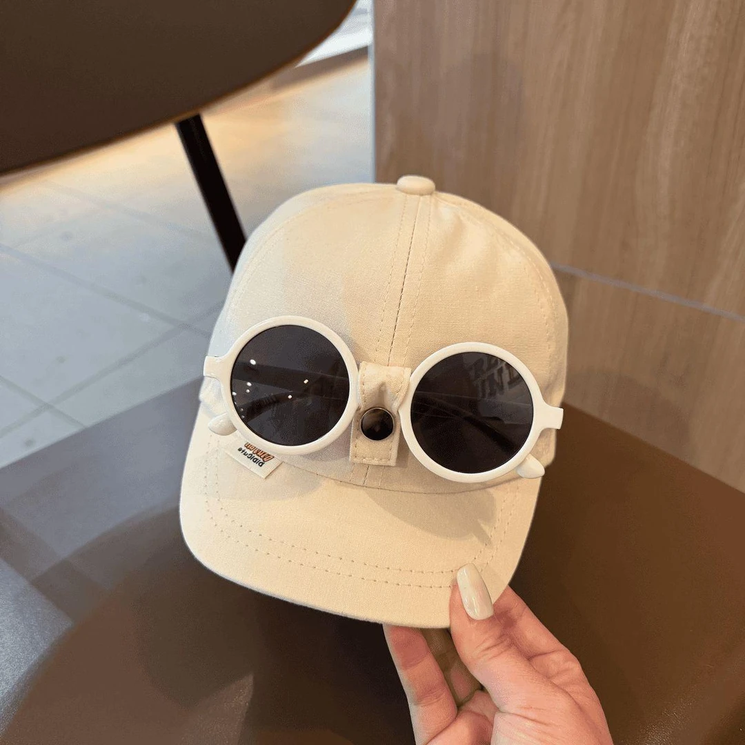 【夏日绝配】宝宝鸭舌帽眼镜一体夏季透气网眼防晒帽小童棒球帽