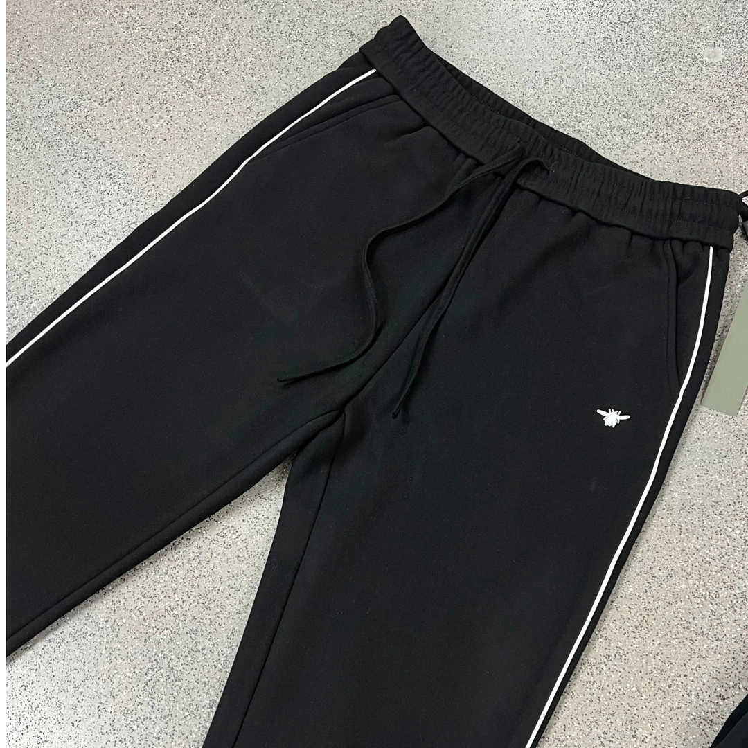 【蜜蜂织带休闲裤】羊绒混纺厚男士新款休闲装直筒长裤子高级感男装