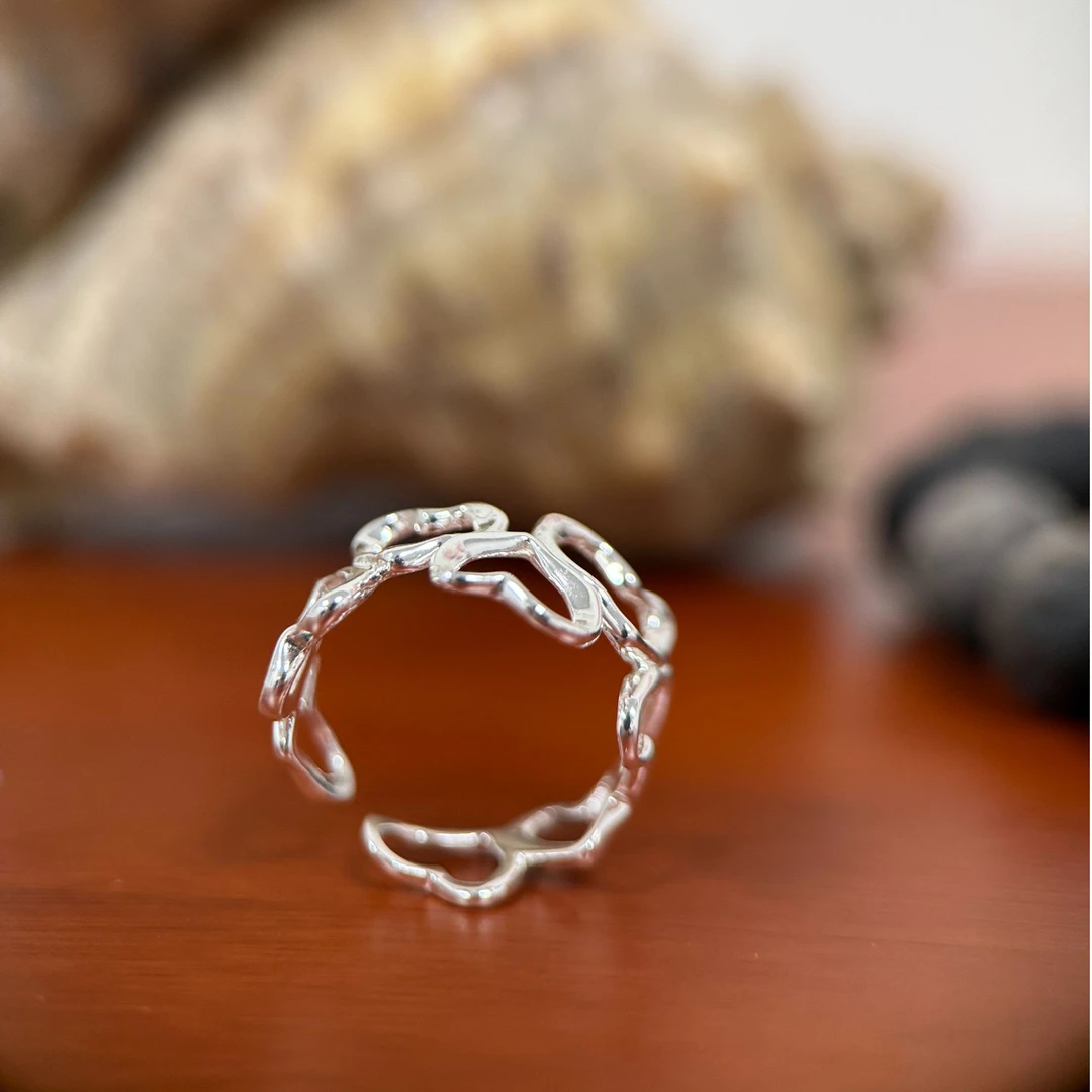 925银戒指 s925银戒指心形轻奢小众戒指素款百搭简约