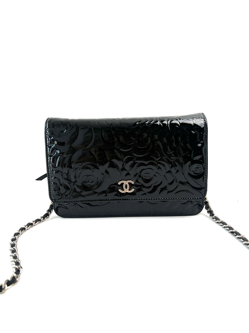 95新 Chanel/香奈儿 安洁利严选山茶花漆皮Woc链条包WHZ507013H