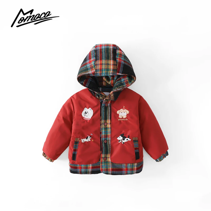 MOMOCO冬季新款男童潮流拼接棉服连帽保暖外套75480101009
