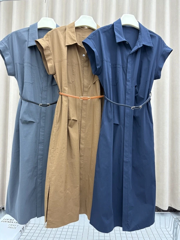 【静静推荐】新款休闲时尚气质款配皮带连衣裙22c001