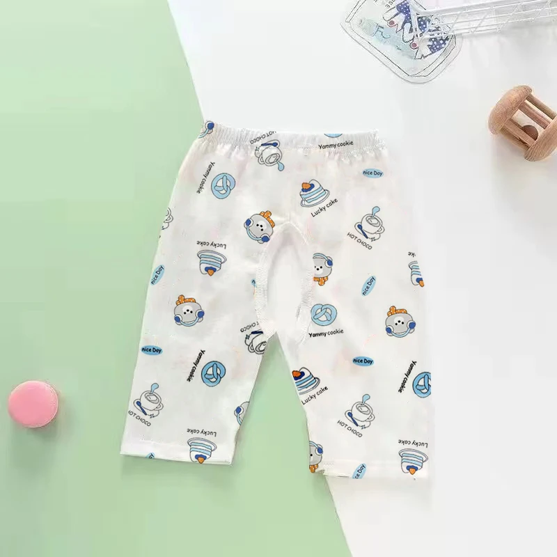 儿童夏季开裆裤七分裤婴儿纯棉提花薄款短裤开裆男女宝宝如厕裤