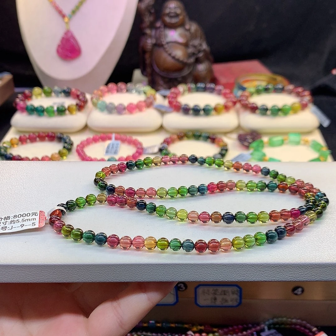 碧玺手串未镶嵌老矿5.5mm