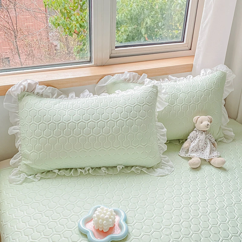 四季韩系枕头套抑菌蕾丝款简约枕套防螨花边韩式