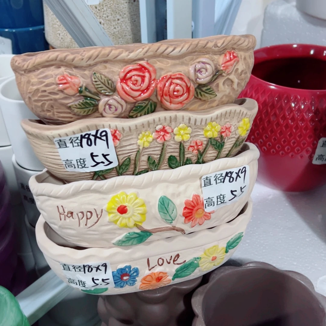 有孔，陶瓷花盆满10米包邮发货