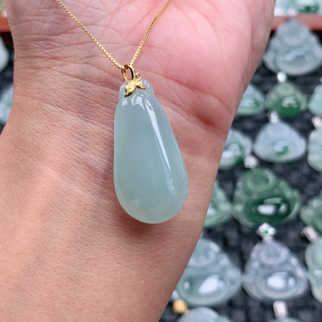 翡翠18K金镶嵌吊坠(不含链)