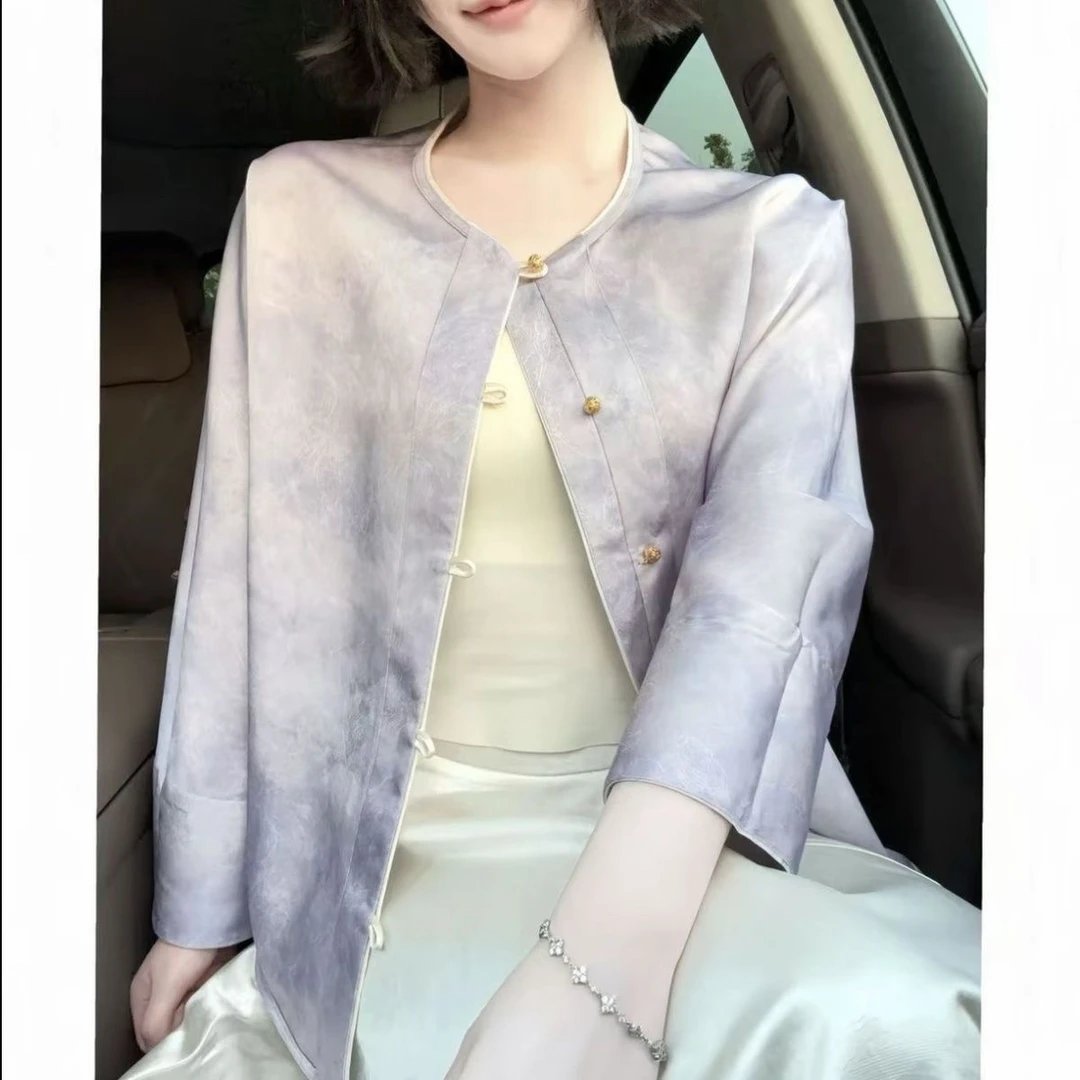 【荷塘月色】双面穿新中式防晒外套显白上衣气质盘扣女装长袖宽松