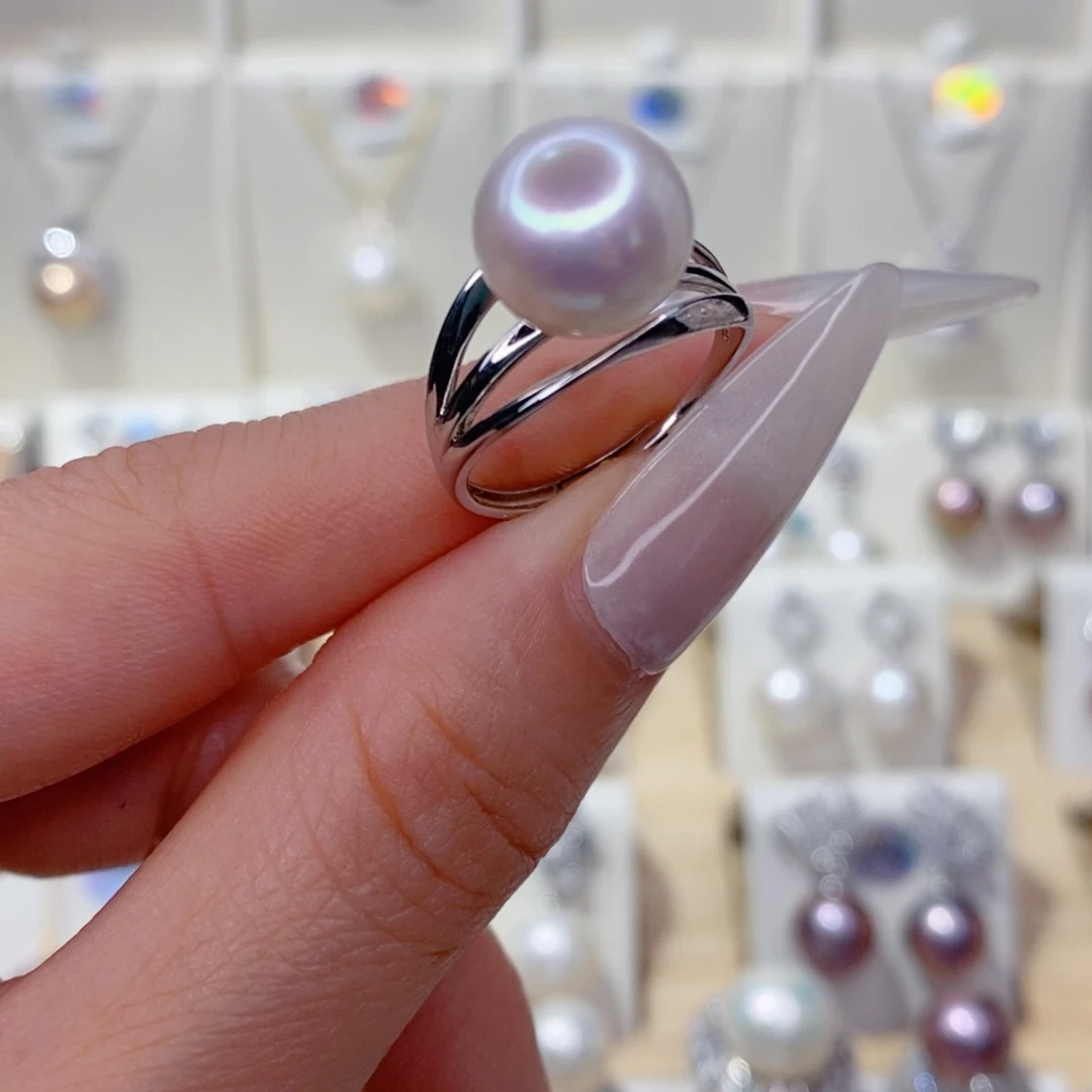戒指银S925镶嵌淡水珍珠