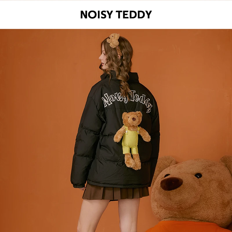NOISY TEDDY男女同款24年冬季新款立体玩偶立领羽绒服时尚外套