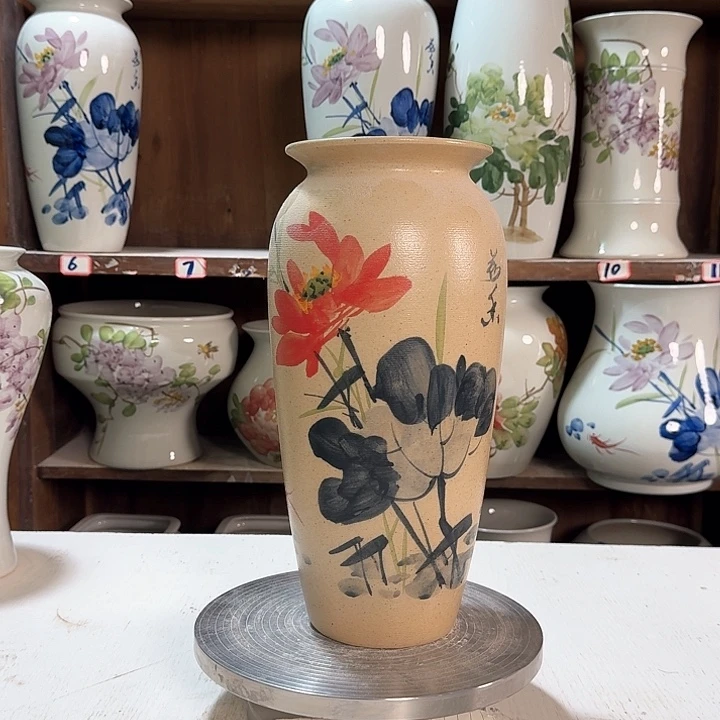 瓶高32陶泥陶泥荷花