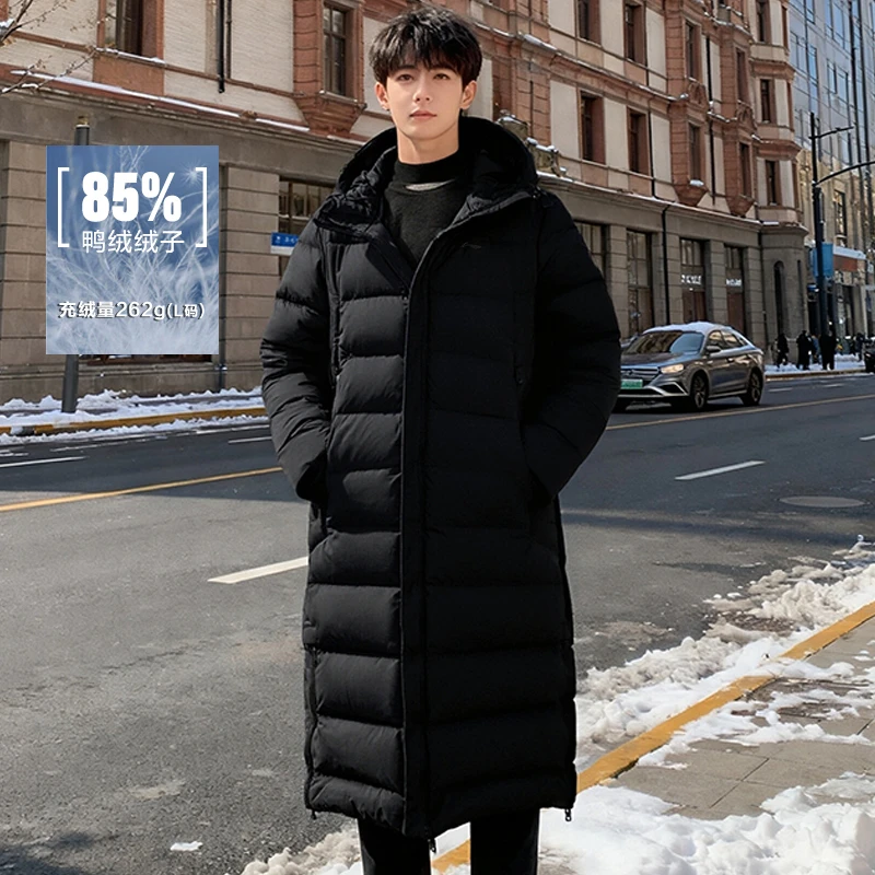 李宁长款羽绒服2025冬季新品男子健身系列鸭绒85%保暖外套AYMV223