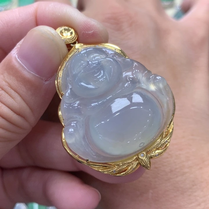 吊坠(不含链)18K金镶嵌翡翠