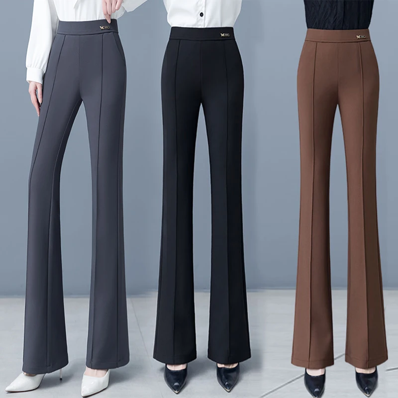 微喇阔腿裤女2025春秋新款高腰显瘦百搭裤子宽松垂感休闲喇叭裤Y0