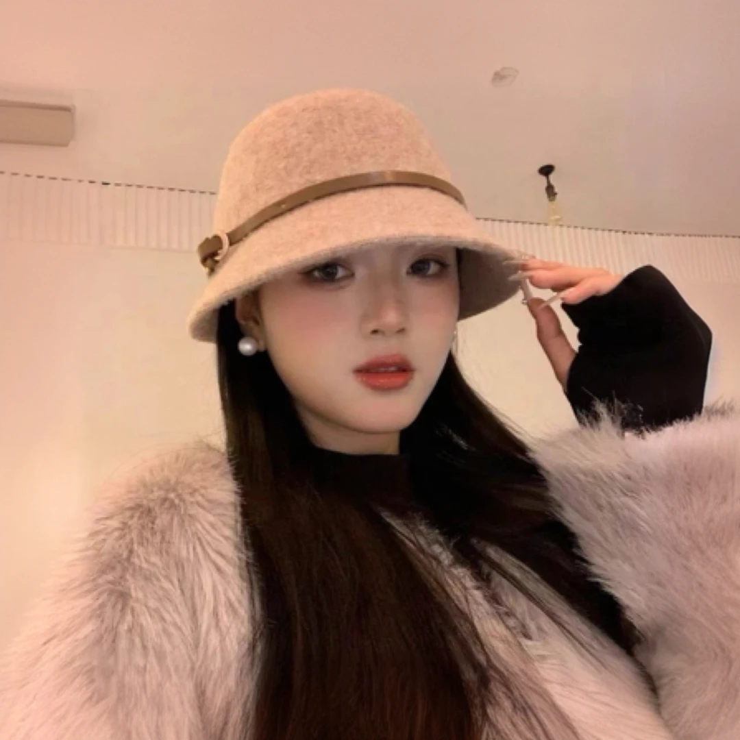 秋冬帽子百搭保暖女士渔夫帽毛呢帽子女2025新款爆款洋气冬季帽子