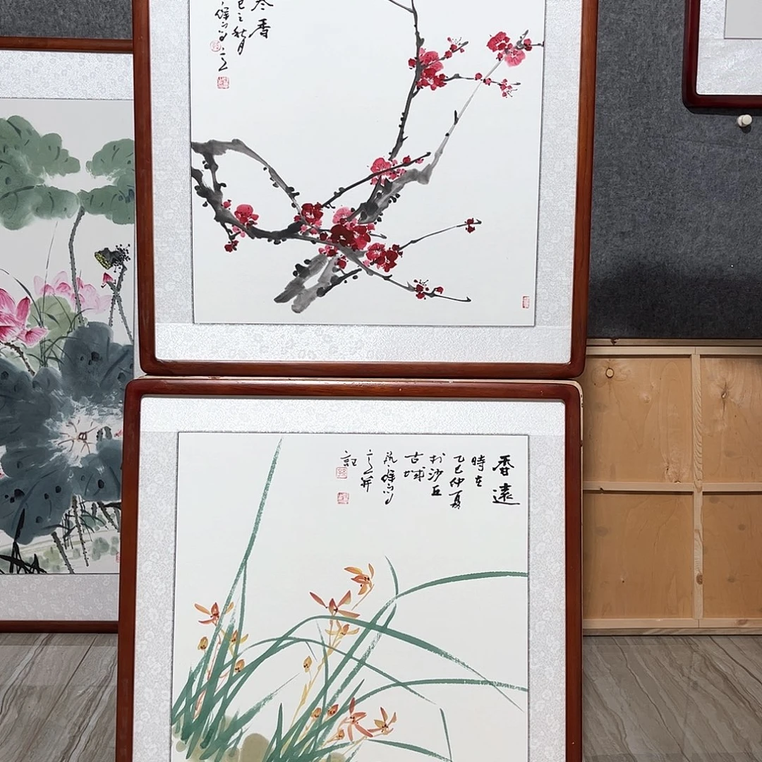 国画书画作品带框63×63