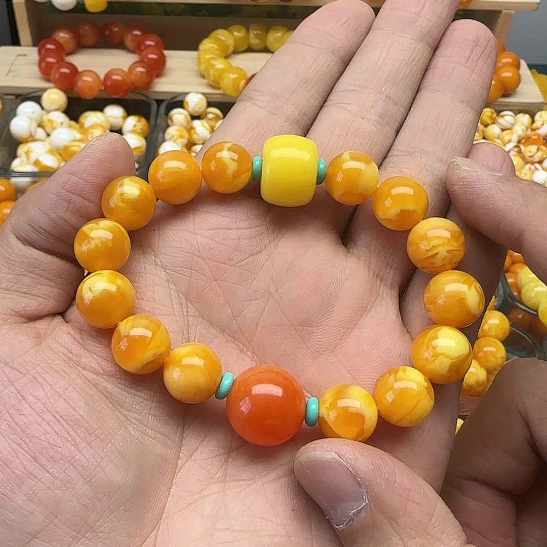 韩***冰树脂非金属精品老蜡色素串搭配一条