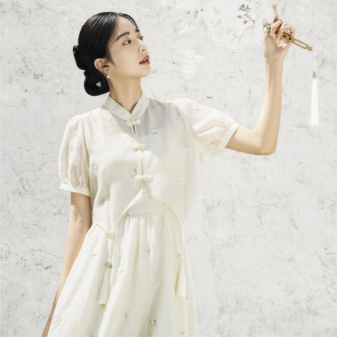 新中式两件式连衣裙