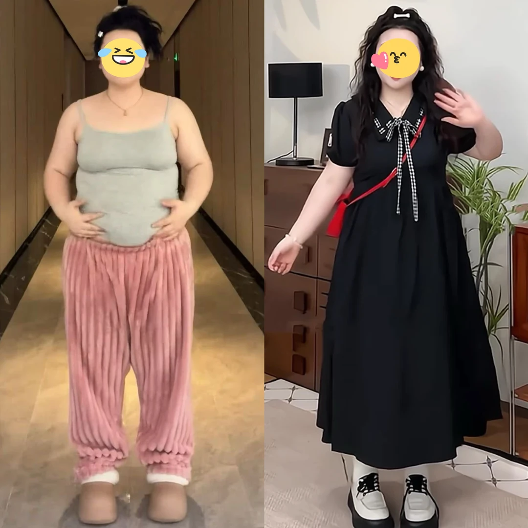 大码女装胖mm法式翻领格子系带短袖连衣裙2025夏季气质显瘦长裙子