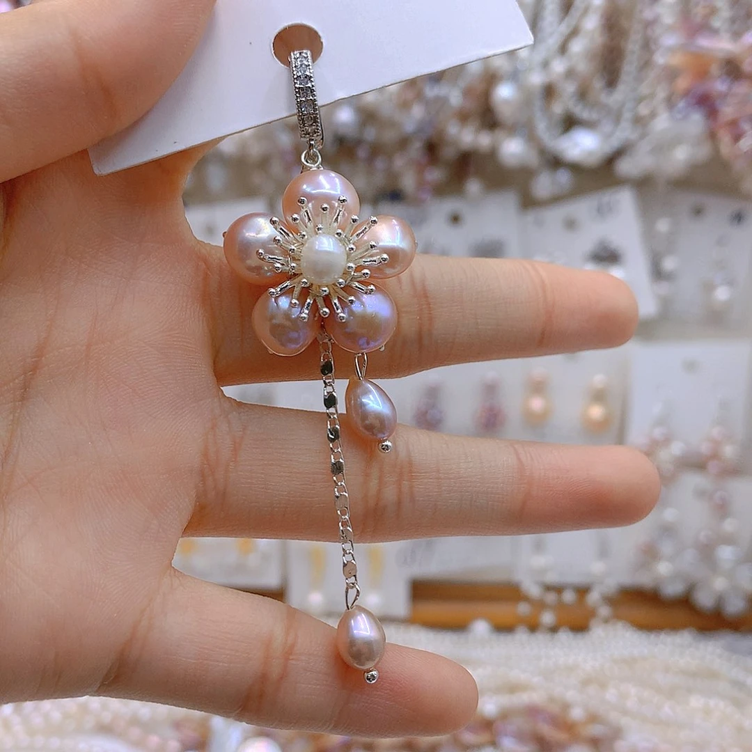 银S925镶嵌淡水珍珠发饰