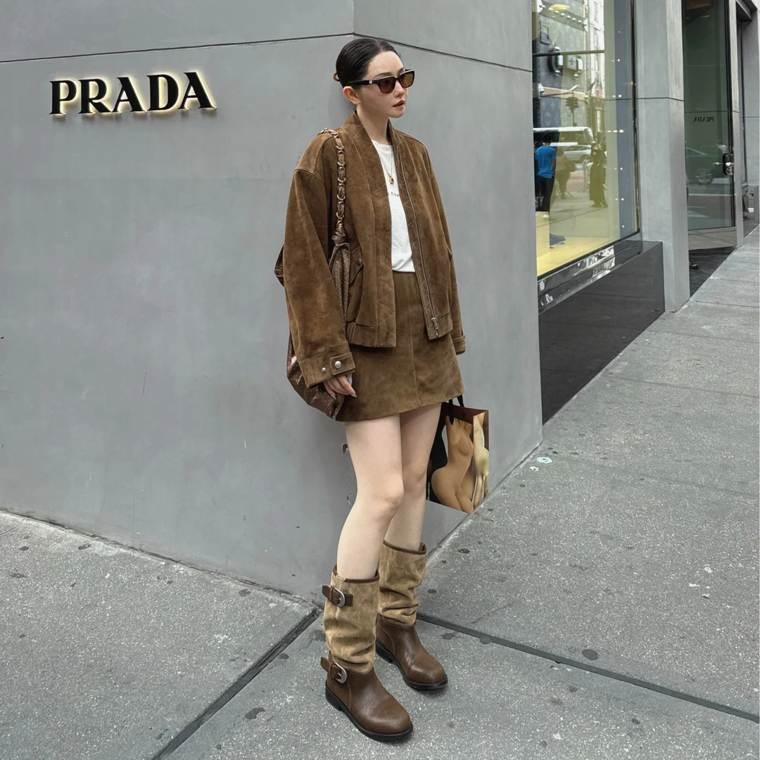 美拉德休闲夹克套装女2026春新款港味复古风显瘦外套半身裙两件套