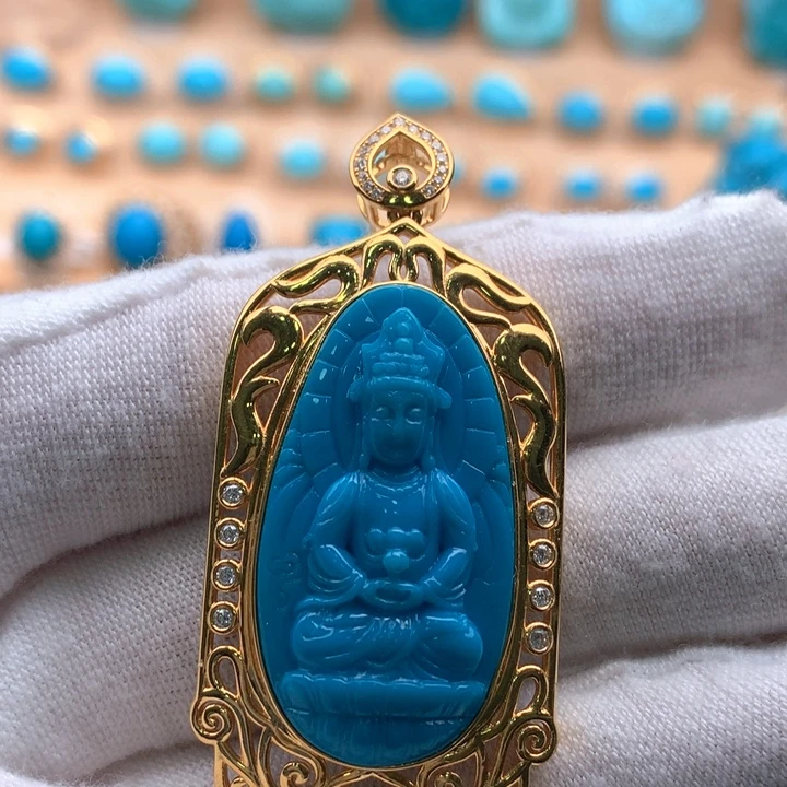 绿松石18K金镶嵌珠宝奇石