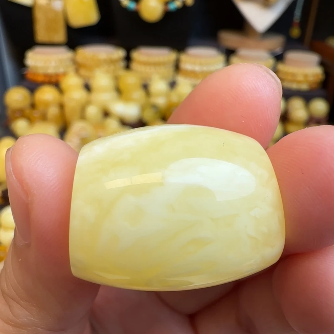 琥珀未镶嵌吊坠(不含链)天然白花蜜蜡马蹄珠