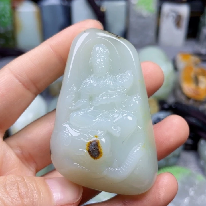 和田玉未镶嵌挂件陌**开