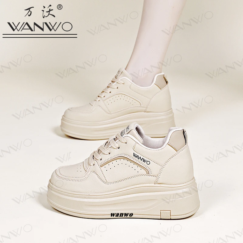 8cm内增高小白鞋女秋季爆款百搭厚底老爹鞋2025新款运动休闲女鞋