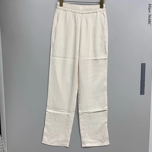 2506083 橡筋高腰窄版阔腿裤纯色女凉感休闲弹力25春夏新款