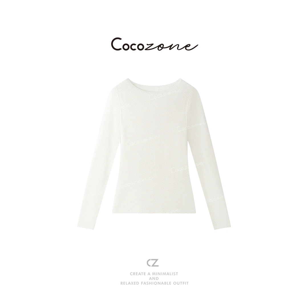 COCO ZONE 刘一一 "鱼骨纹打底”岛精18针毛织上衣 CD2A2053