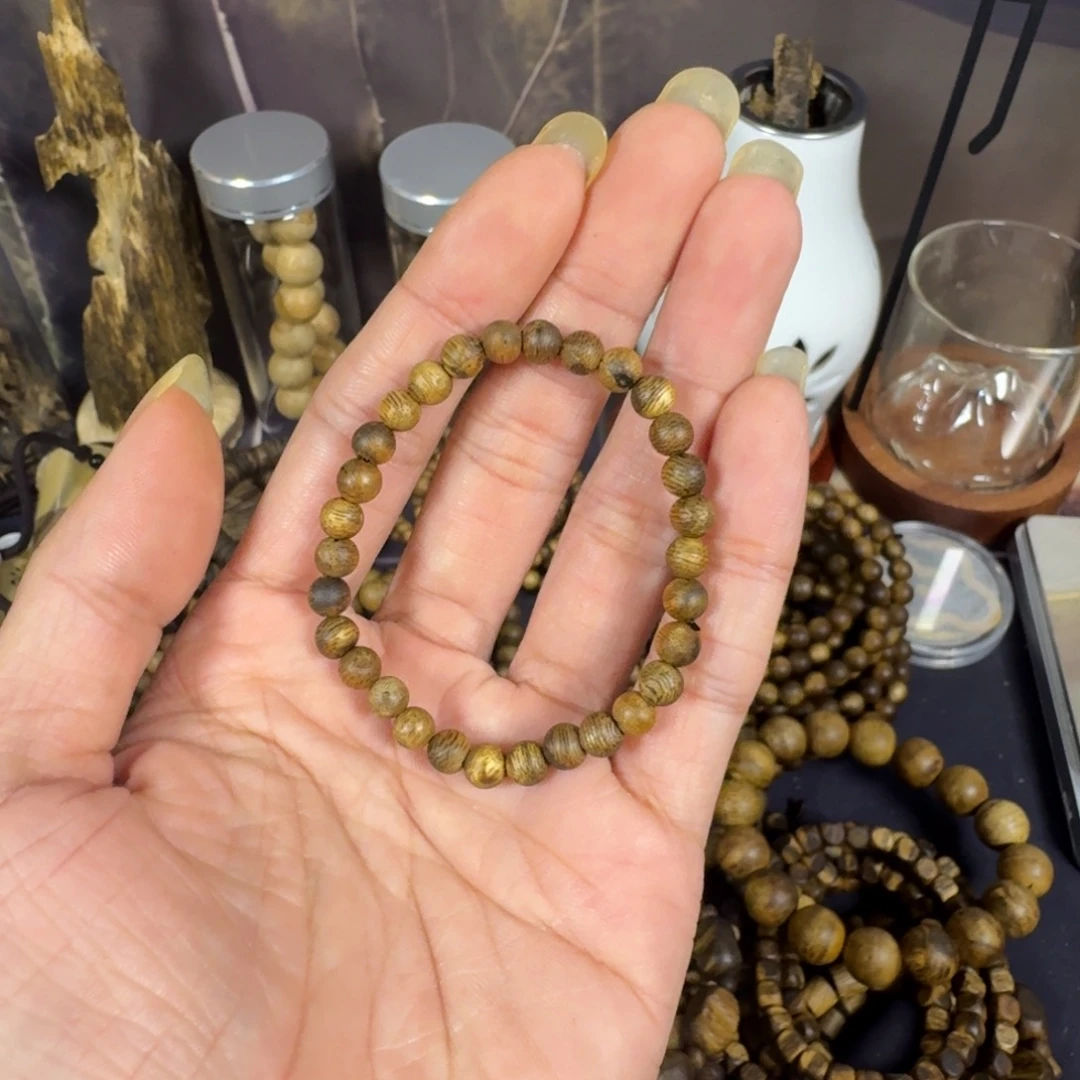 沉香沉香碎屑卡5单圈奇楠沉香手链