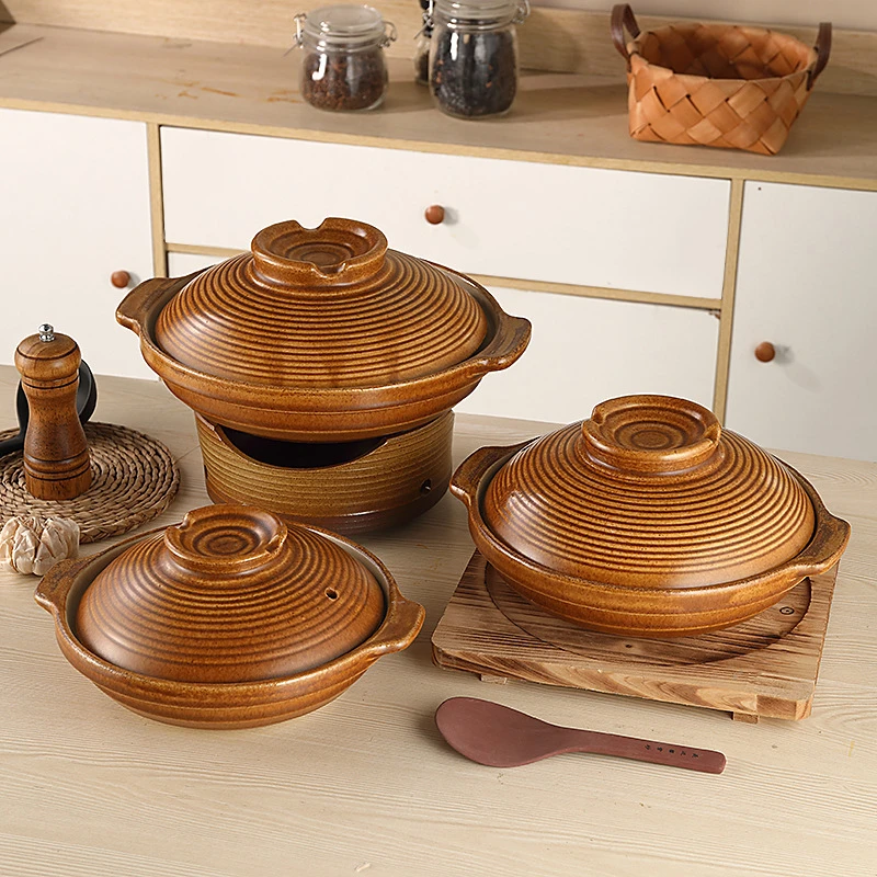 砂锅煲家用干烧不裂耐高温灶专用陶瓷浅口沙锅煲汤炖锅