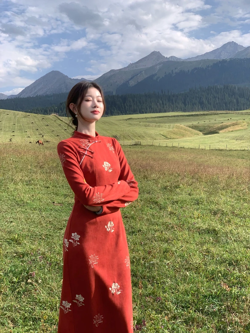 EIA一尧新中式国风【清秋一梦】气质民族风旗袍连衣裙显瘦复古裙秋