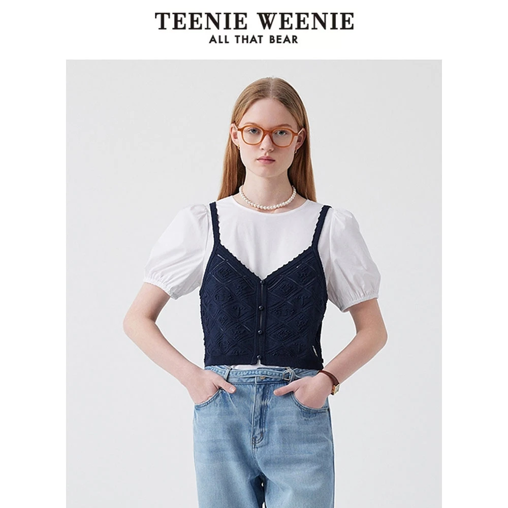 *TeenieWeenie小熊衬衫25夏新款撞色潮流两件套短袖女TTBA252402T