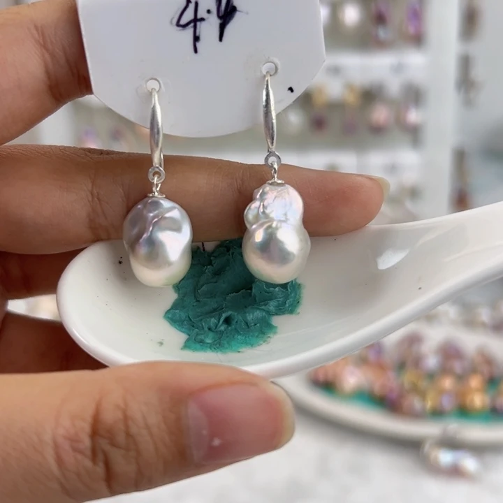 淡水珍珠耳饰银S925镶嵌