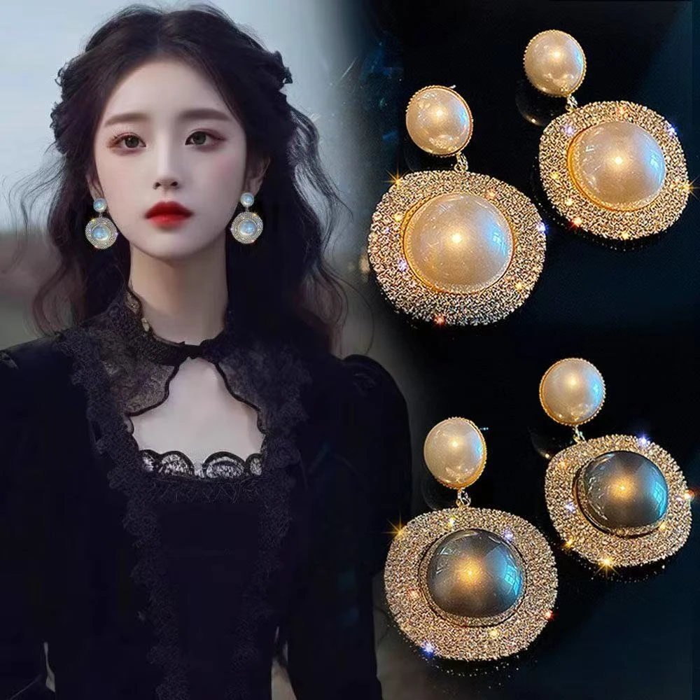 铜合金耳饰 灰色耳环气质感大气时尚宴会耳饰个性夸张时尚耳饰女