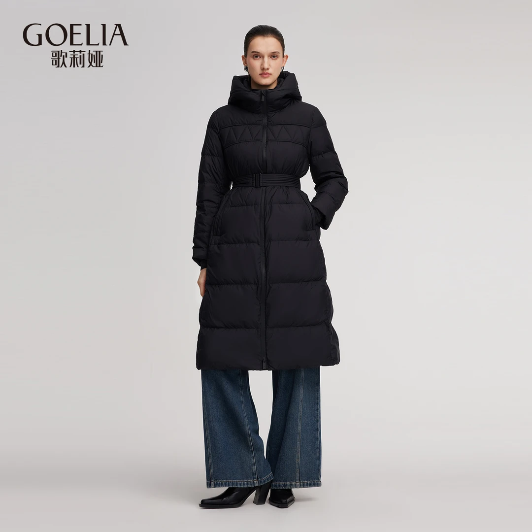 【90白鹅绒】歌莉娅连帽长款羽绒服鹅绒服户外1BSC8D960