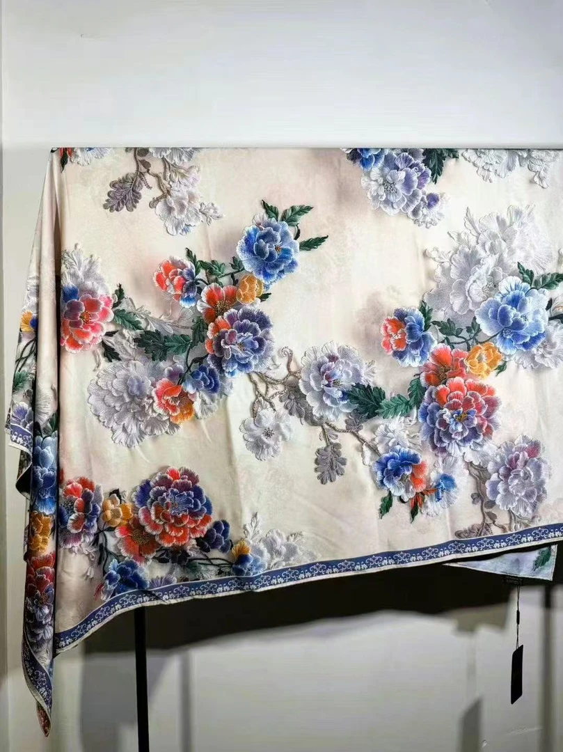【富贵花开】140*140香云花罗提花中国风方巾丝巾围巾披肩