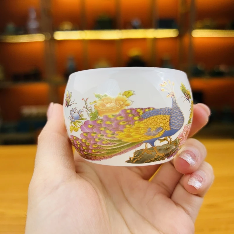 官方正品《富贵荣华》白琉璃夜光杯