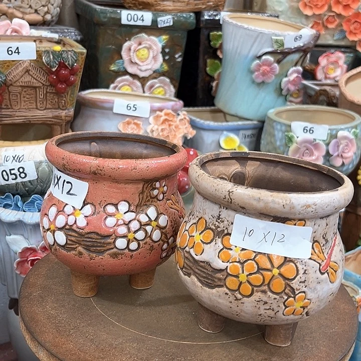 红陶粗陶多肉花盆发3个白色2个红色