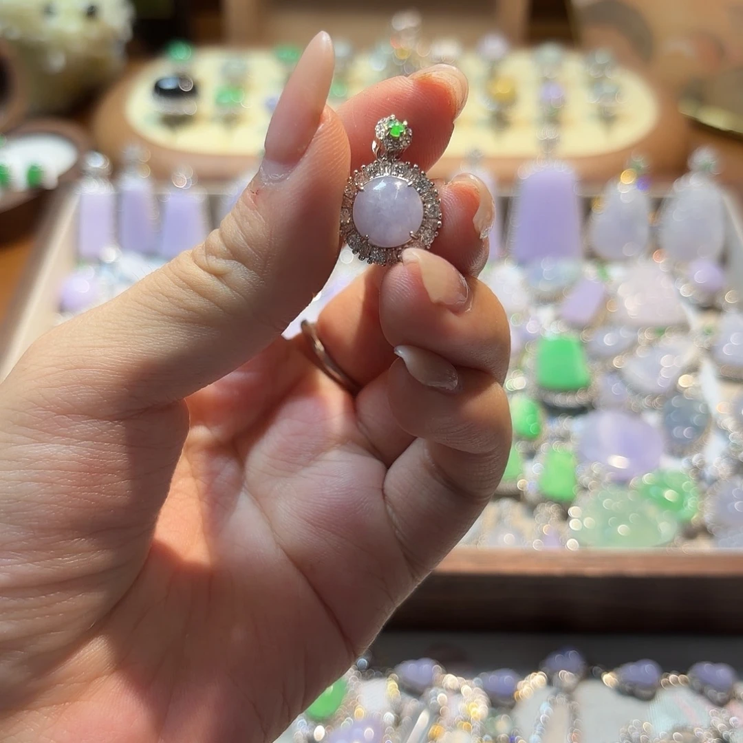 翡翠银S925镶嵌吊坠(不含链)